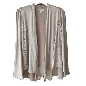 dB Established 1962 pierced faux suede chiffon open front cardigan sz M